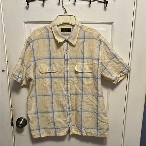 Tasso Elba Yellow and Blue Plaid Shirt - Picture 1 of 6